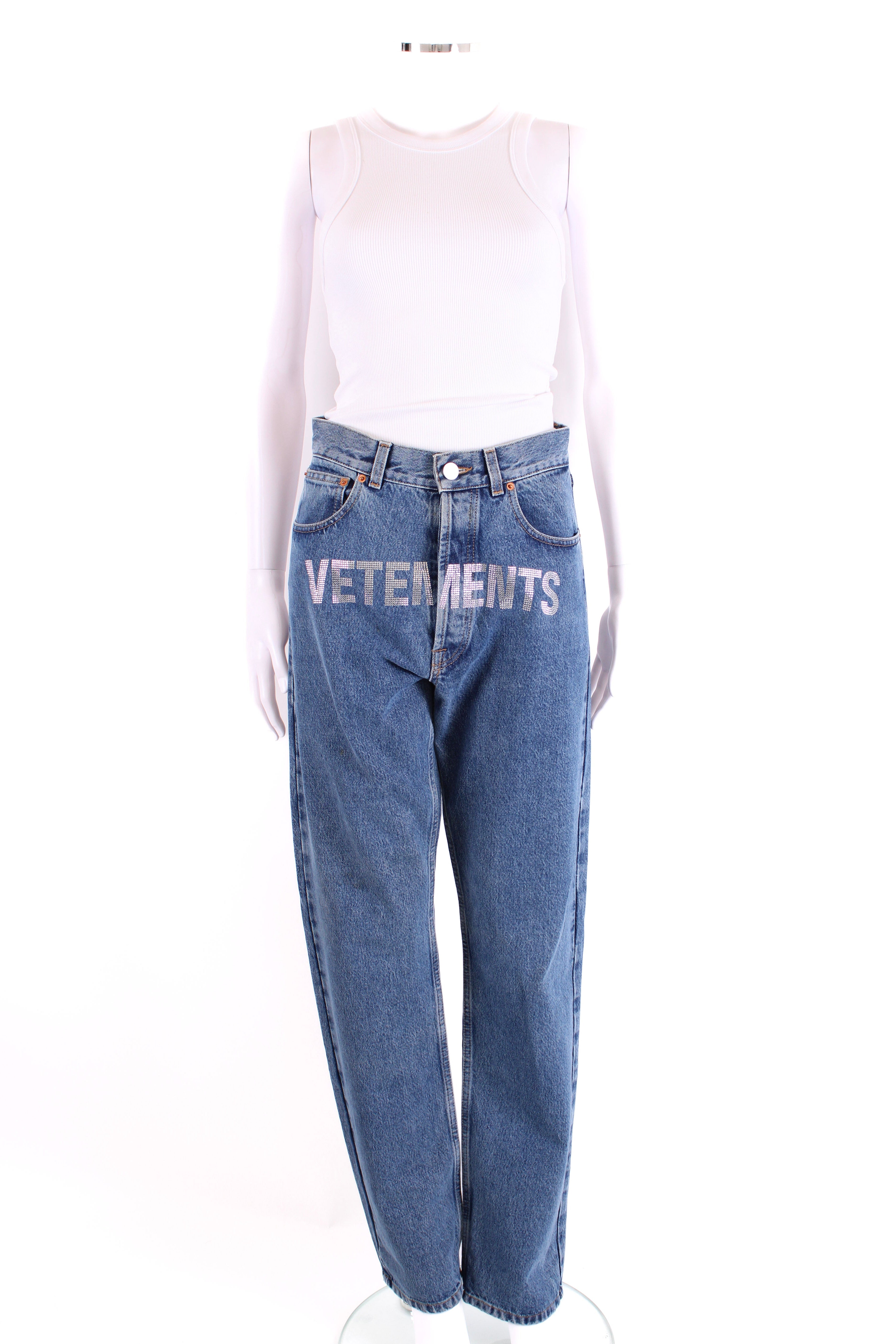 Vetements Rhinestone Logo Jeans Denim S