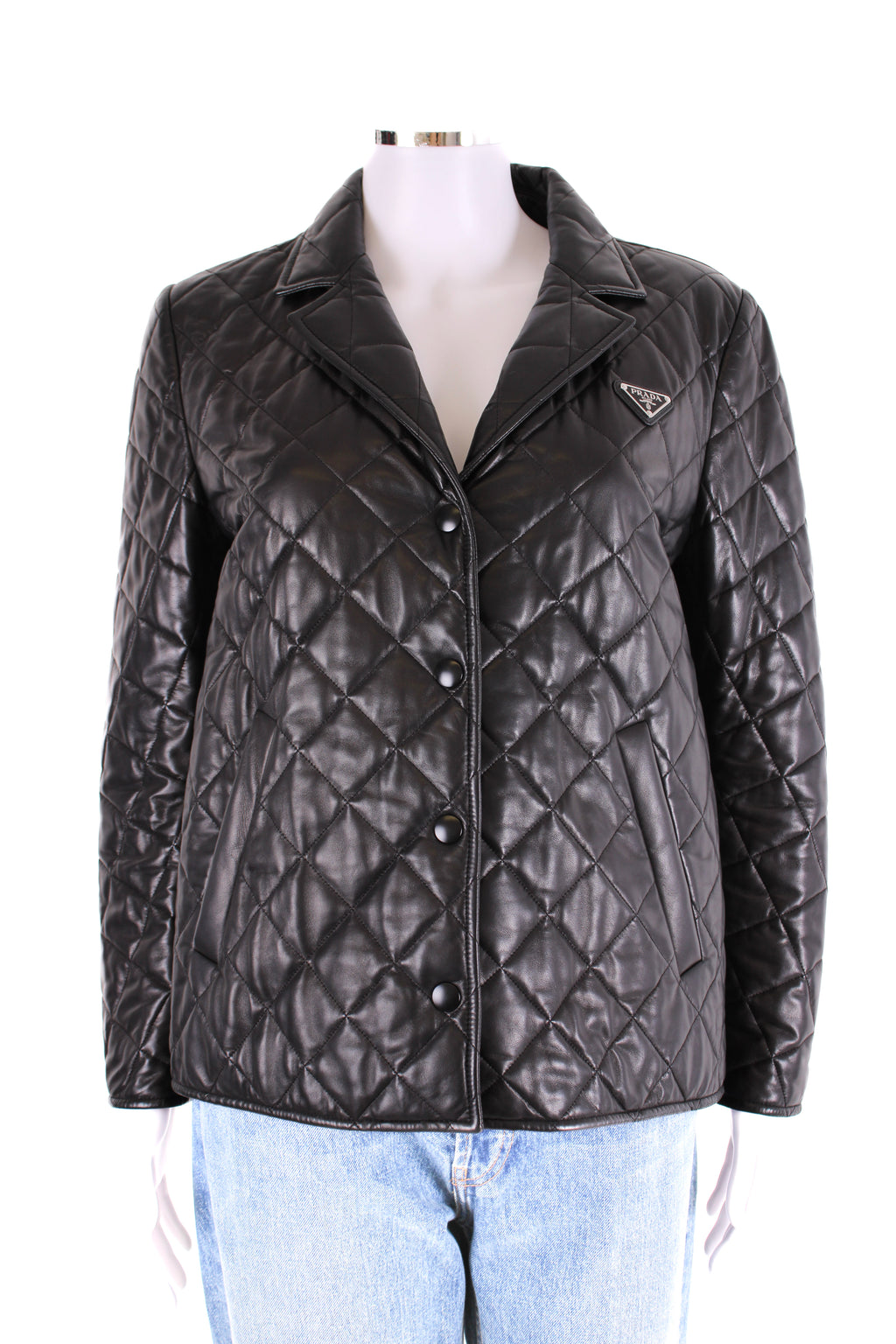 Prada Nappa Leather Quilted Jacket Black S