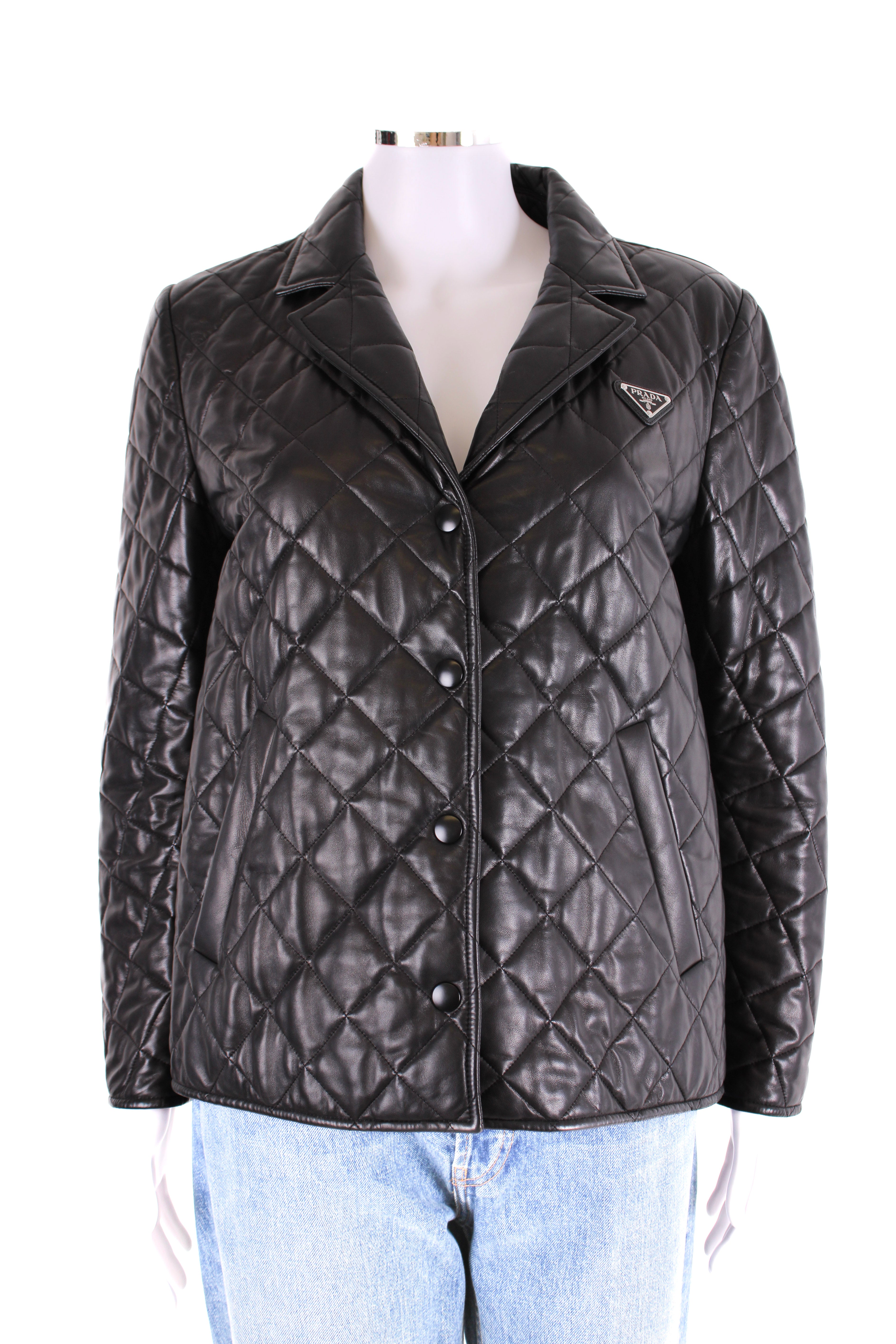 Prada Nappa Leather Quilted Jacket Black S
