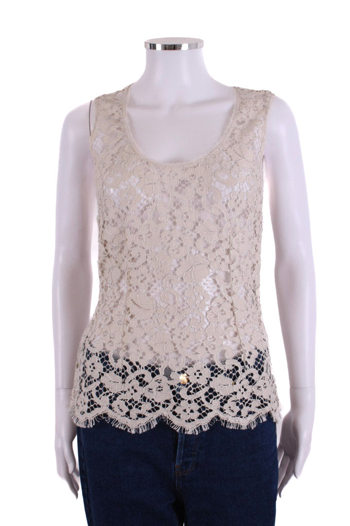Dolce & Gabbana S/S Lace Top Cream 10