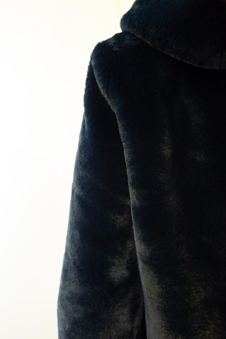 Claudie Pierlot Faux Fur Hooded Jacket Navy 10