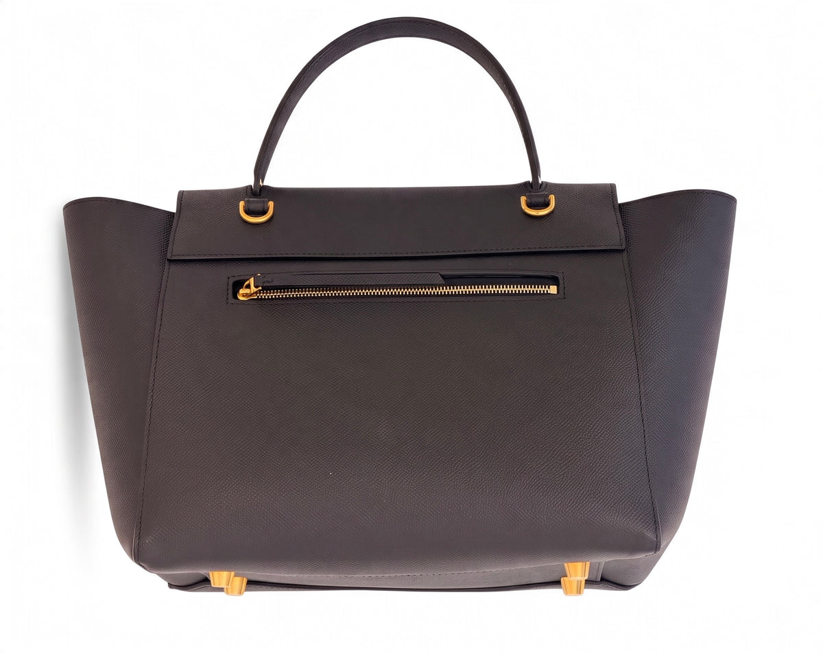 Celine Grained Leather Belt Bag & Logo Strap Black
