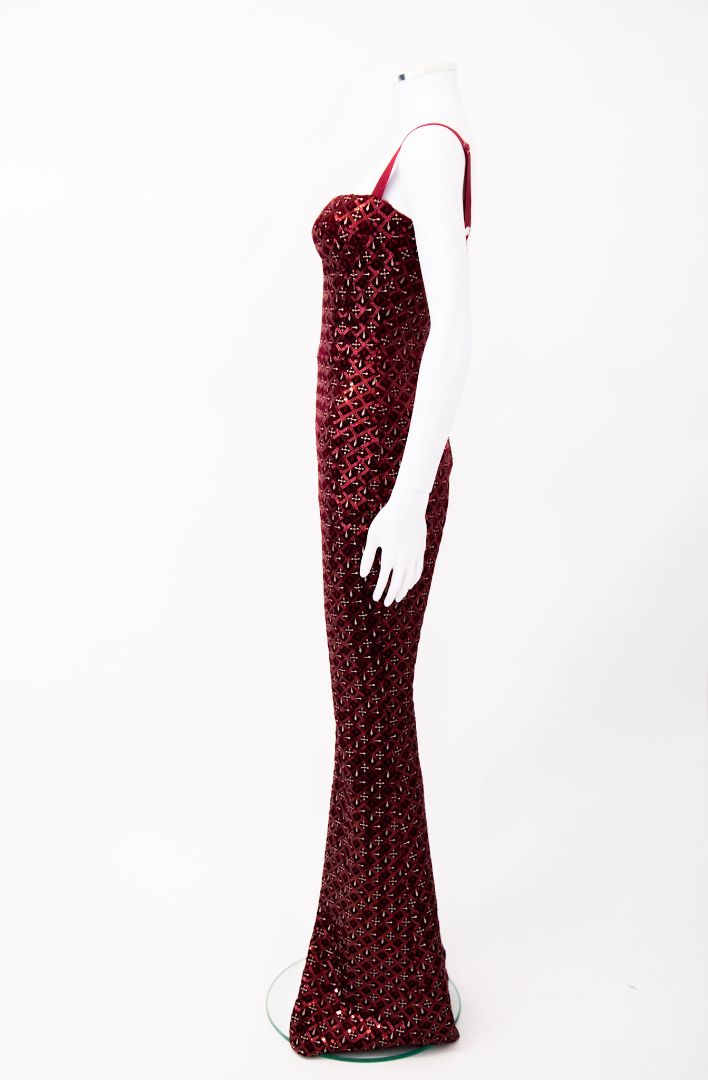 Nadine Merabi S/S Embroidered Sequin Jumpsuit Red/ White S