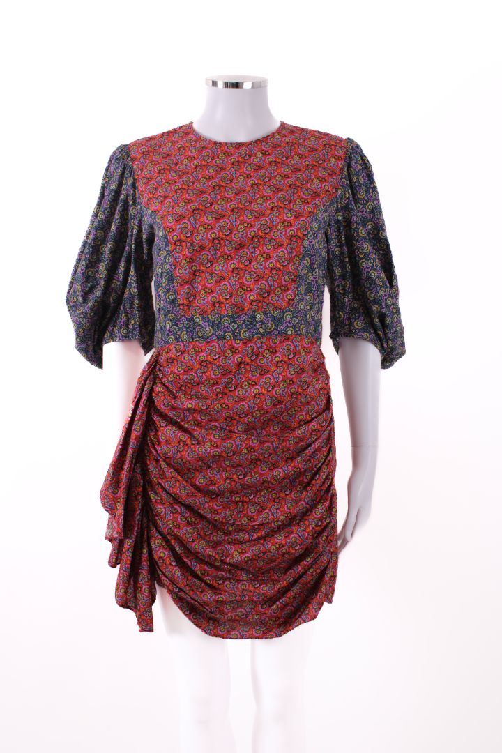 Rhode Puff Sleeve Mini Dress Blue/red S