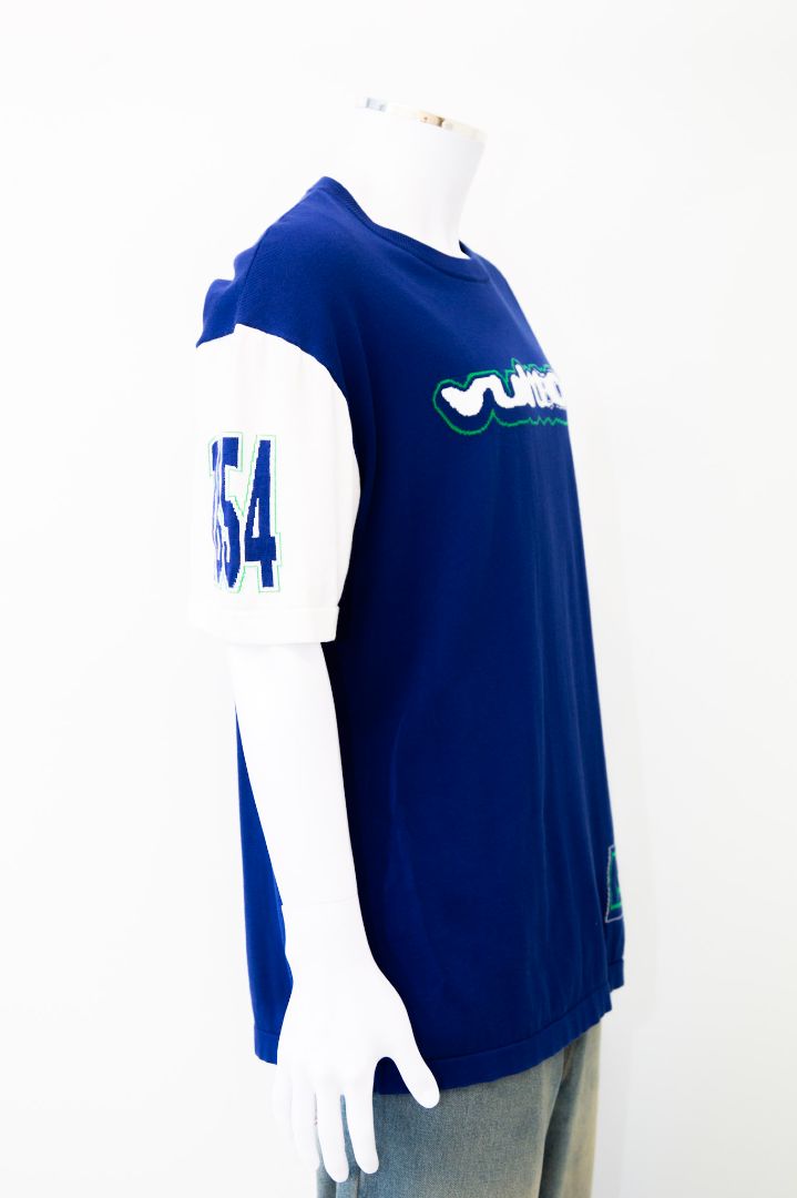 Louis Vuitton S/S Graffiti Logo Knit Top Blue/ White XL