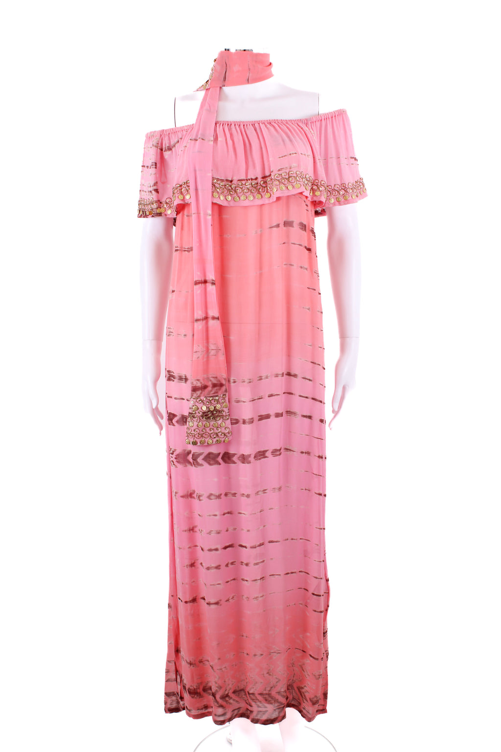 Lindsey Brown Tie Dye Maxi Dress Pink M