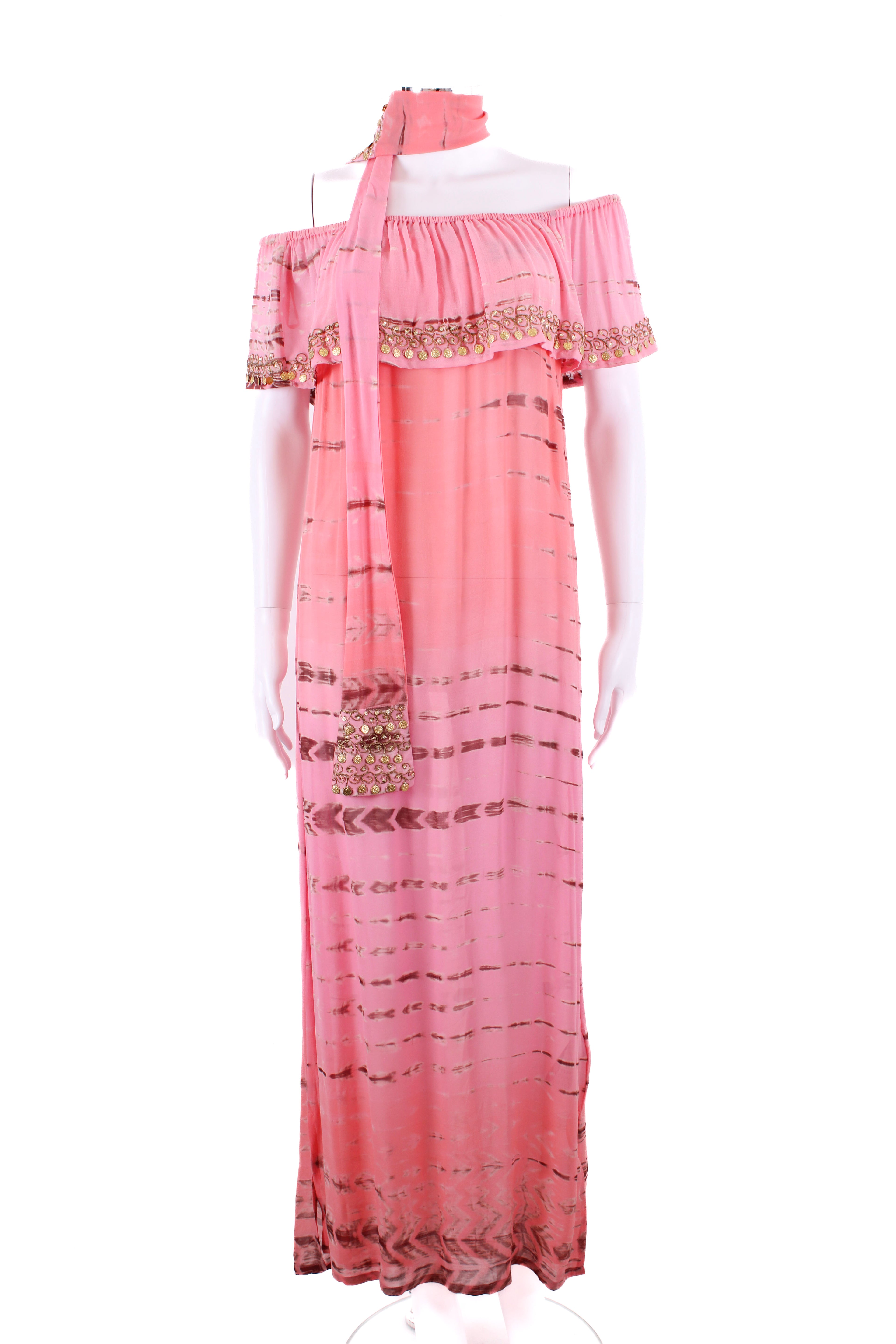 Lindsey Brown Tie Dye Maxi Dress Pink M