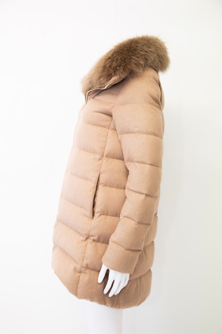 Herno Herno midi fur hood coat Light brown S