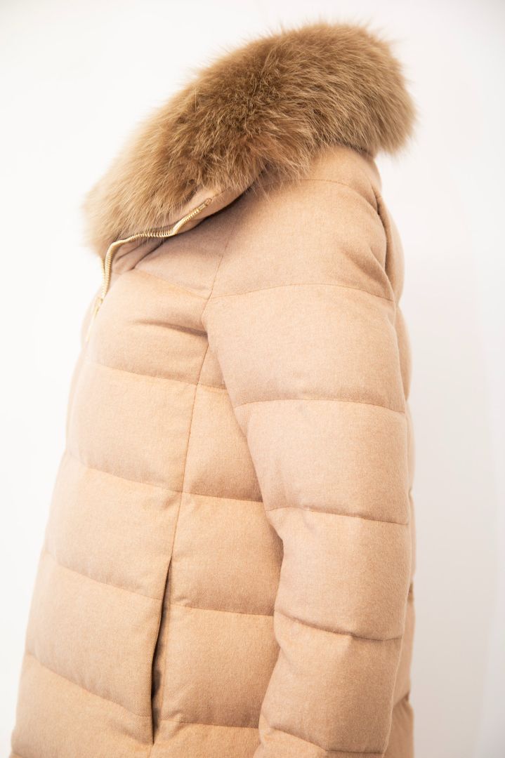 Herno Herno midi fur hood coat Light brown S