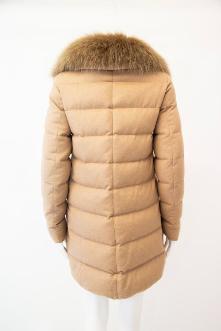 Herno Herno midi fur hood coat Light brown S