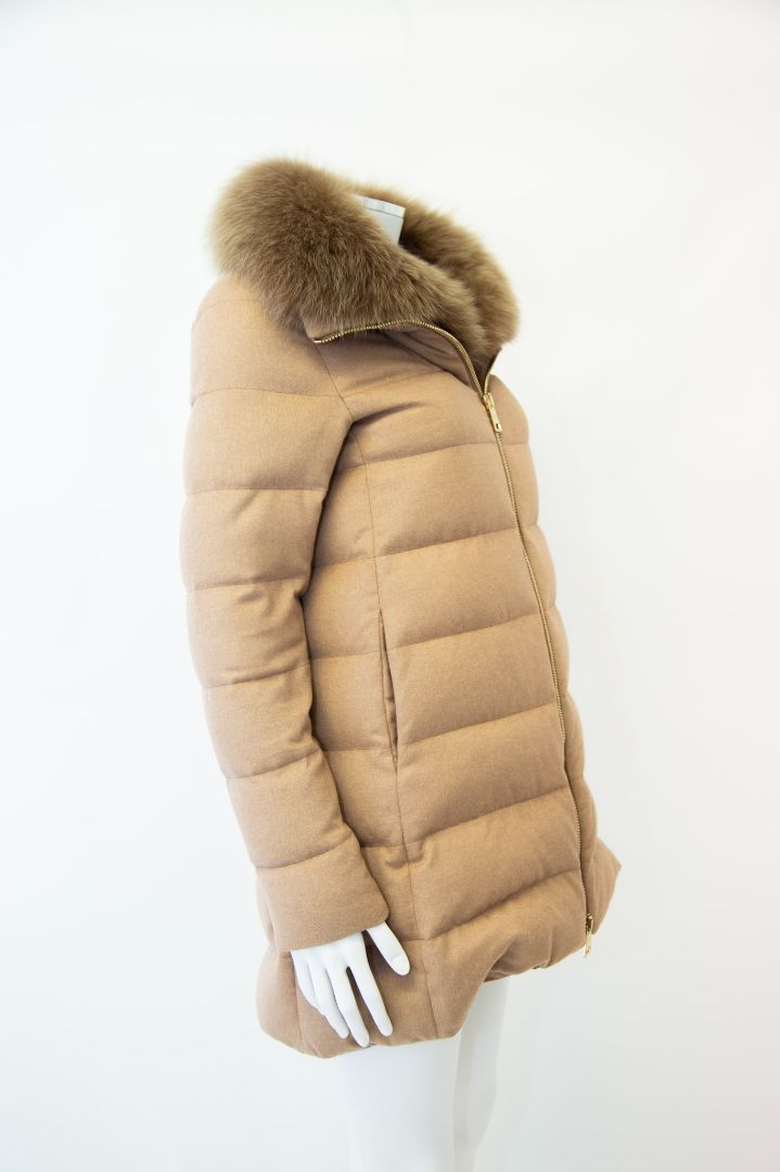 Herno Herno midi fur hood coat Light brown S