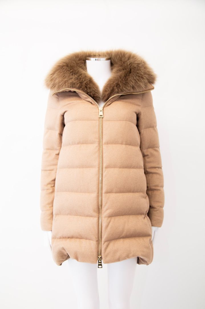 Herno Herno midi fur hood coat Light brown S