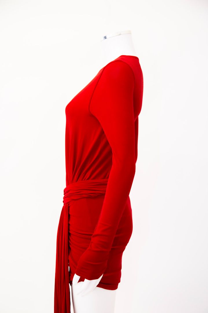 Alexandre Vauthier L/S Draped Side Dress Red S