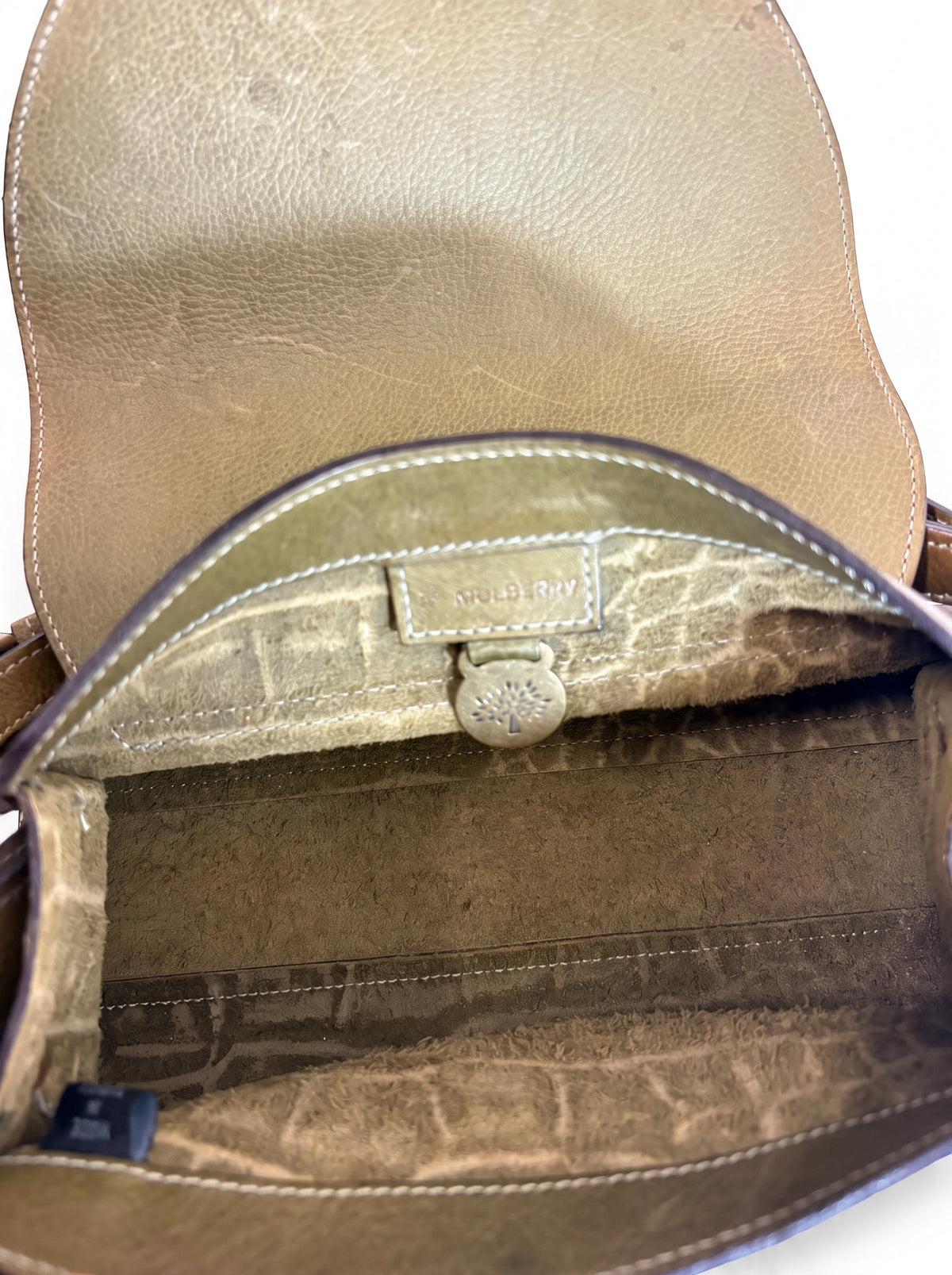 Mulberry Croc Embossed Pasadena Bag Khaki
