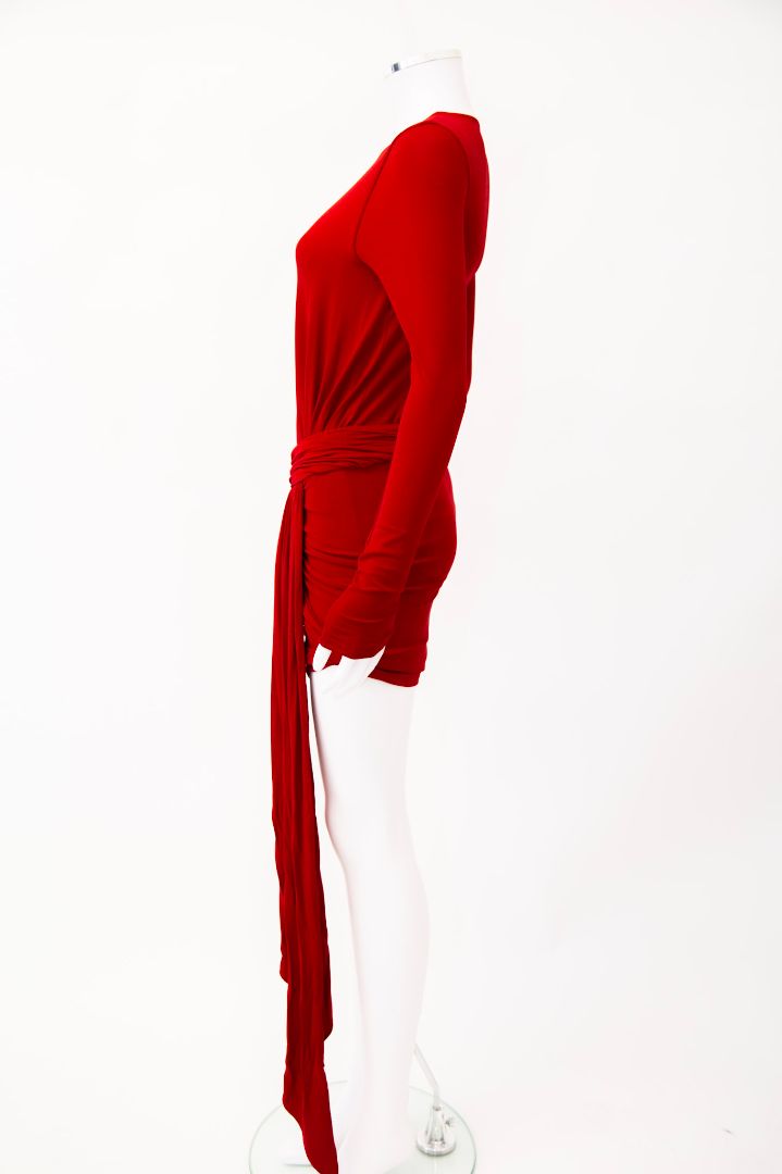 Alexandre Vauthier L/S Draped Side Dress Red S