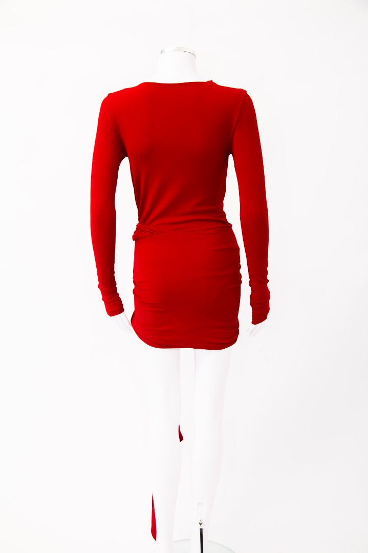 Alexandre Vauthier L/S Draped Side Dress Red S