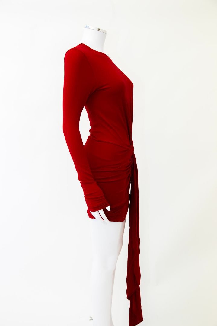 Alexandre Vauthier L/S Draped Side Dress Red S