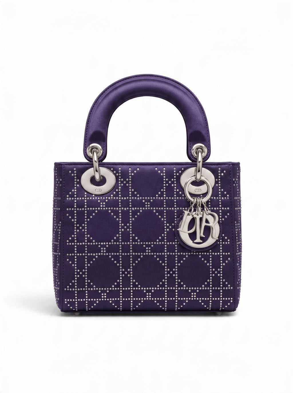 Christian Dior Mini Lady Dior Satin Crystal Cannage Bag Purple