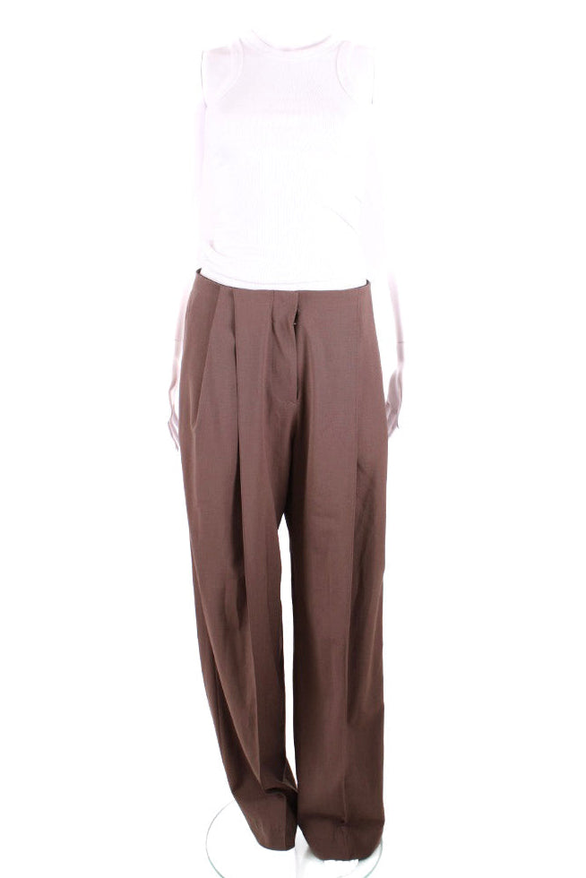 Low Classic Pleated Front Trousers Khaki M