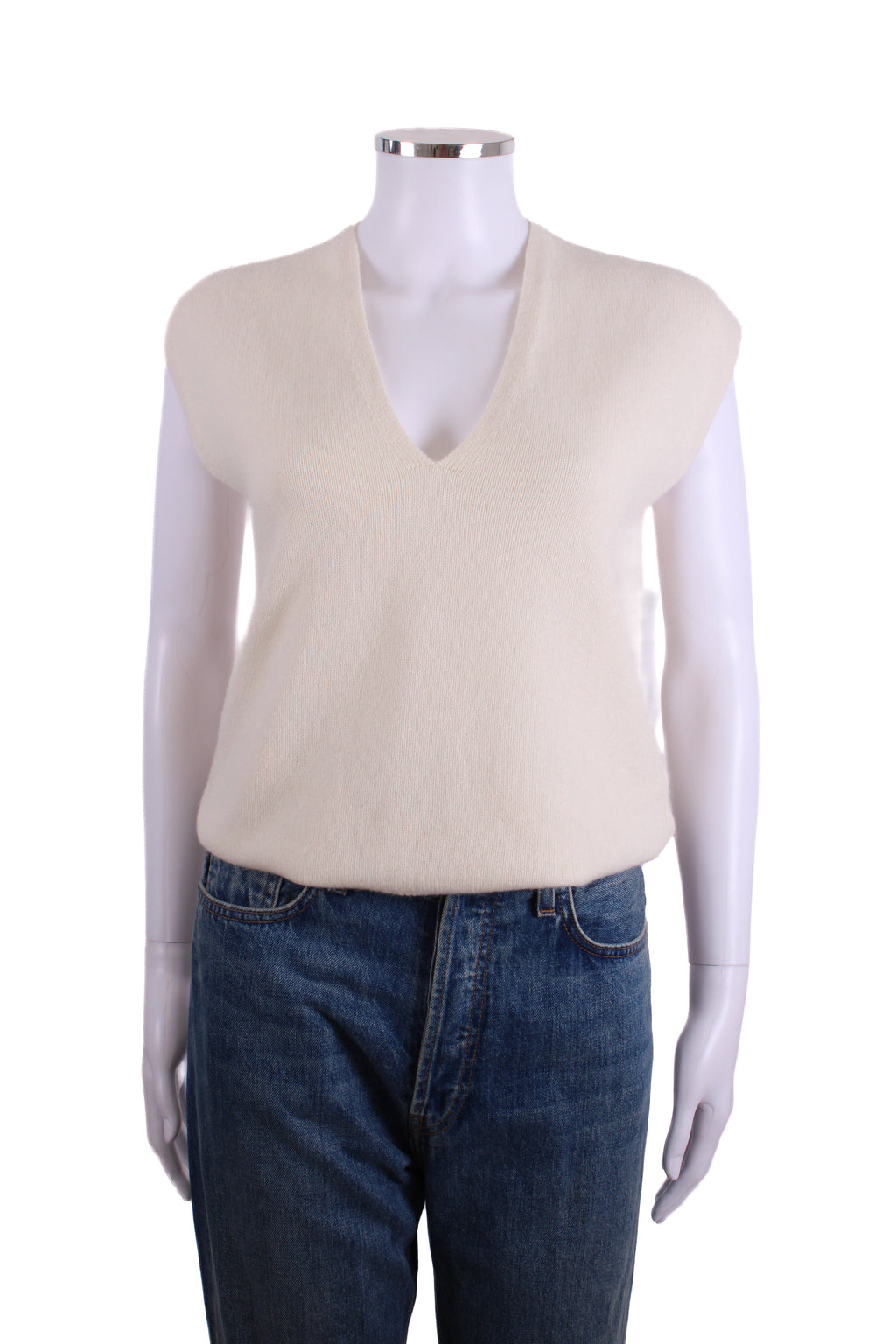 ME+EM S/S V Neck Jumper Cream M