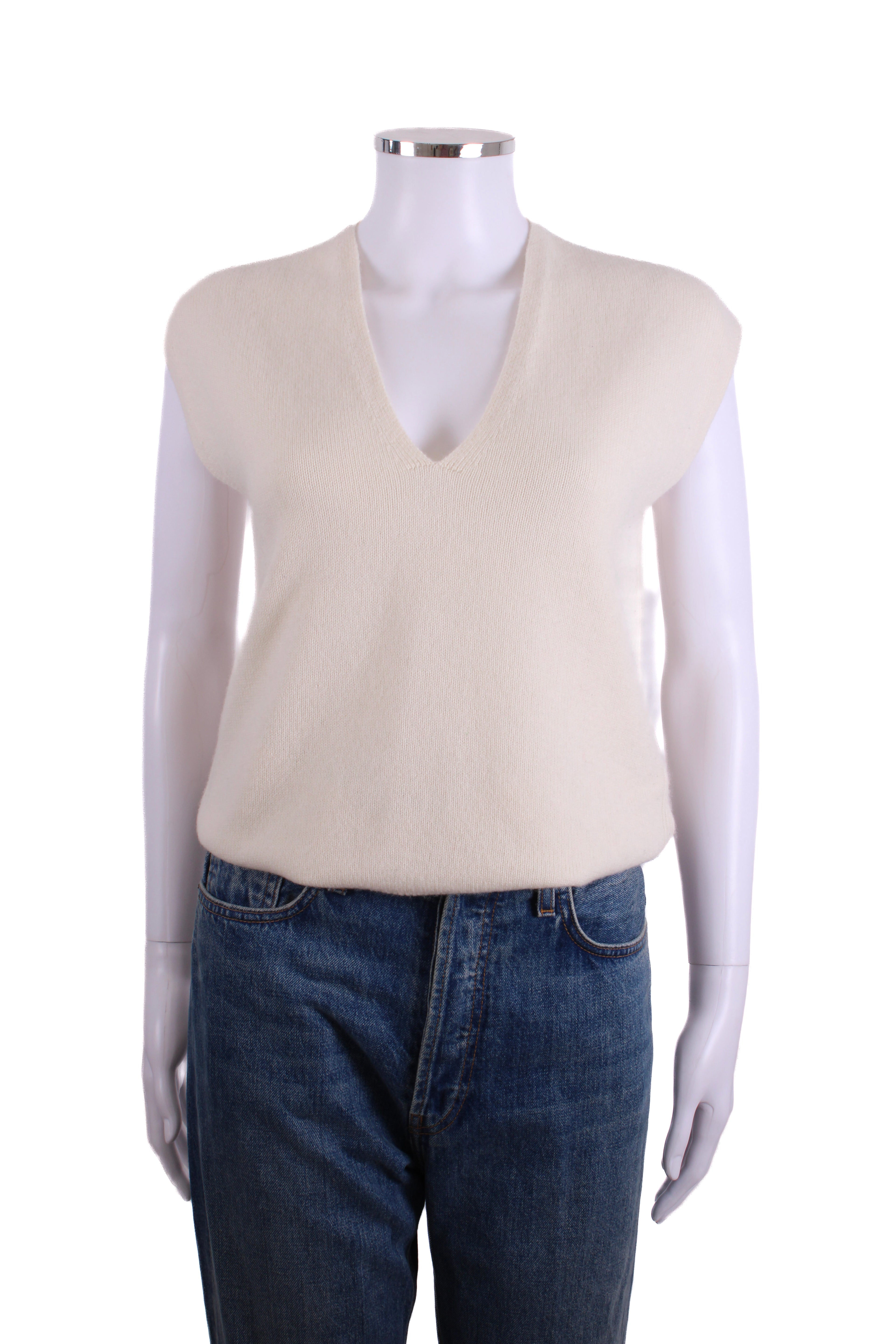 ME+EM S/S V Neck Jumper Cream M