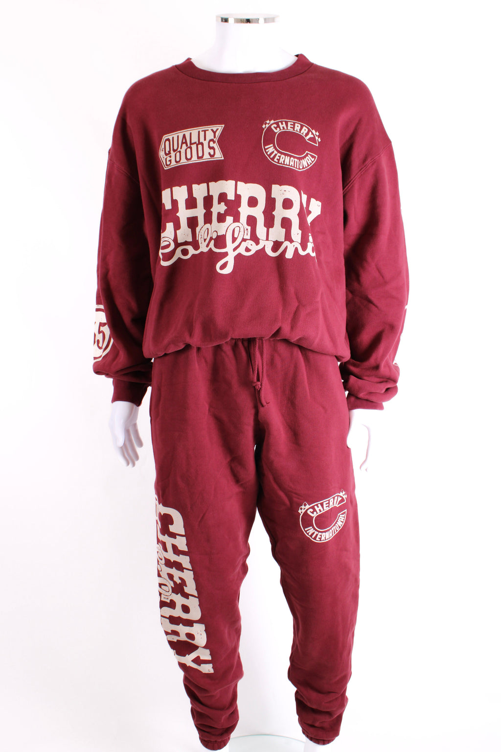 Cherry Los Angeles Logo Sweatshirt/ Jogger Co-ord Burgundy L