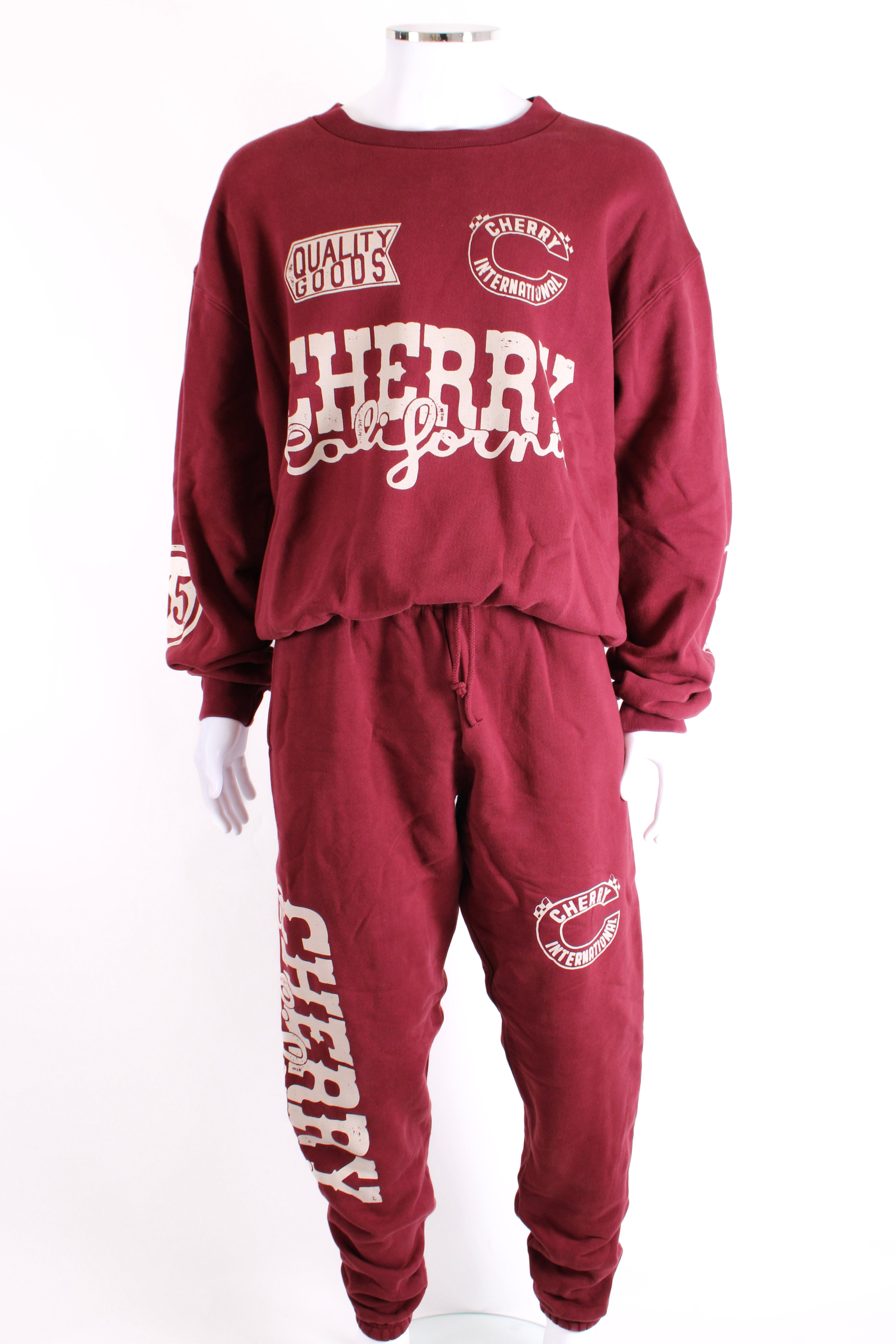 Cherry Los Angeles Logo Sweatshirt/ Jogger Co-ord Burgundy L