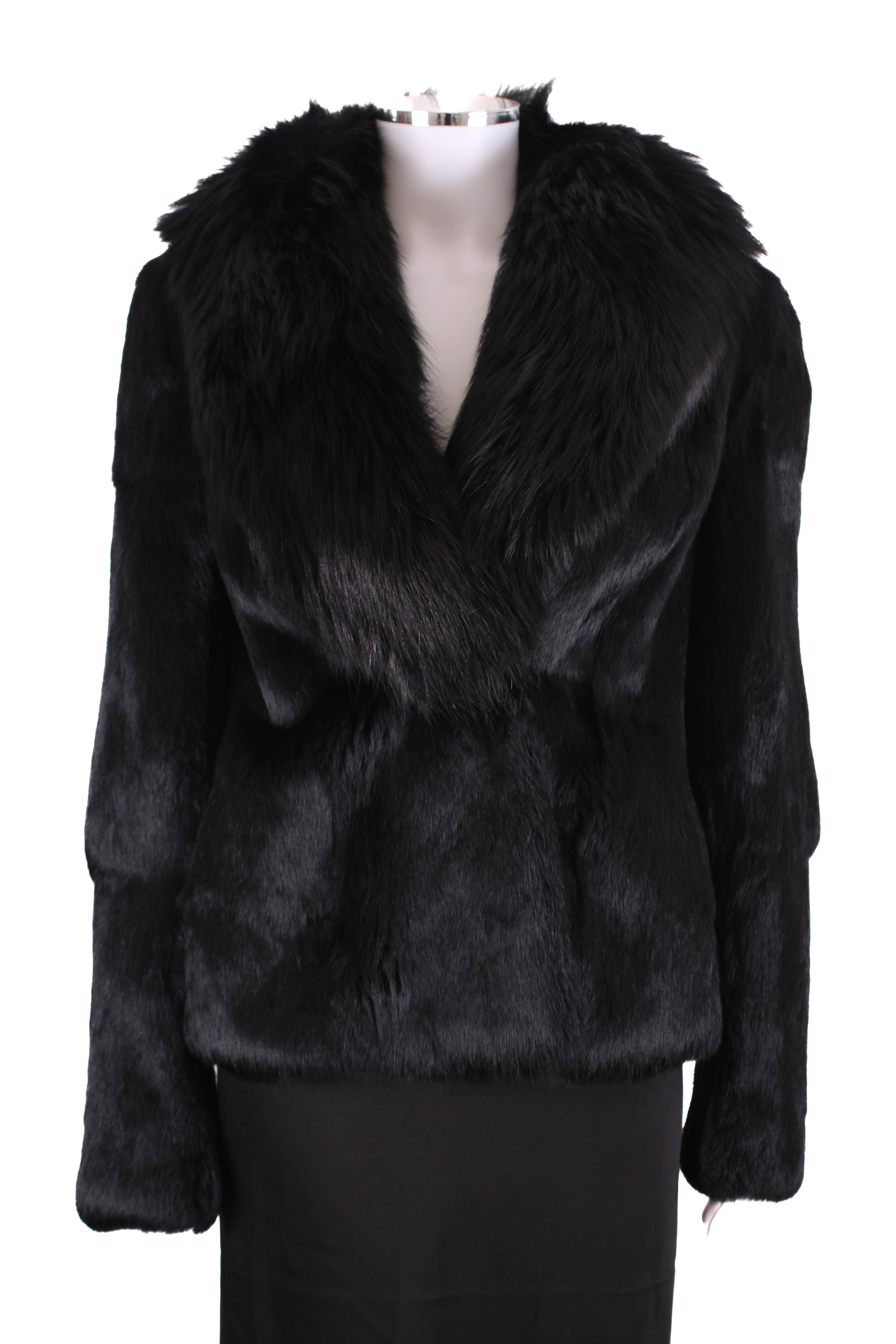 Dolce & Gabbana Rabbit and fox fur crop jacket Black S