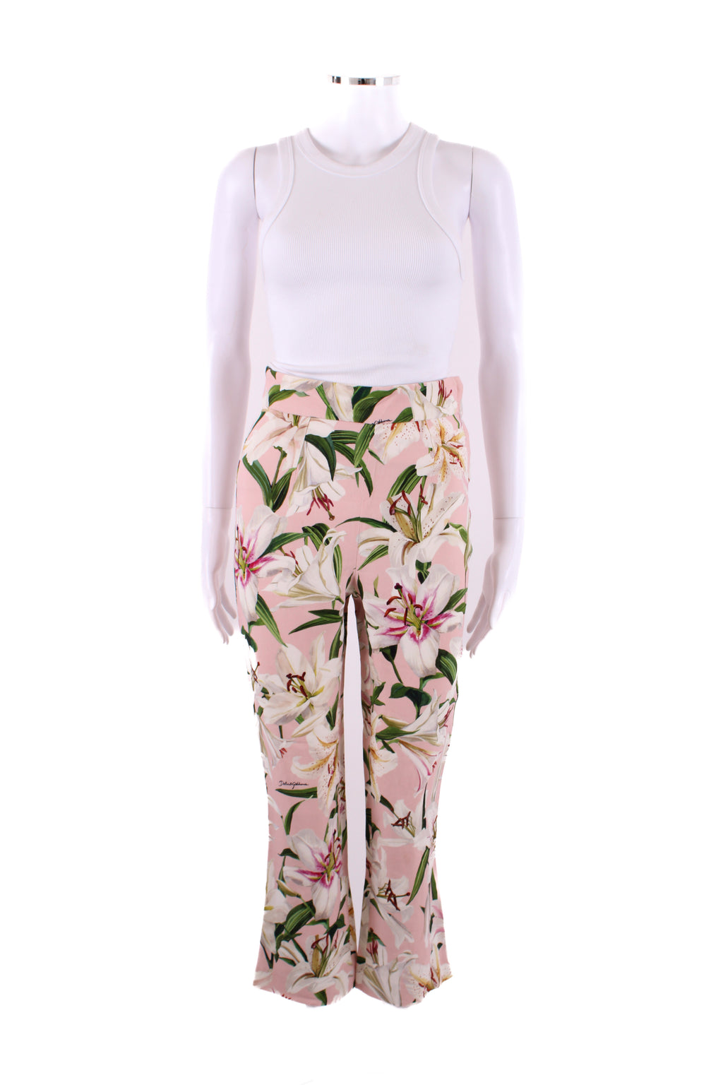 Dolce & Gabbana Lilly Print Trousers Pink/ Cream 6