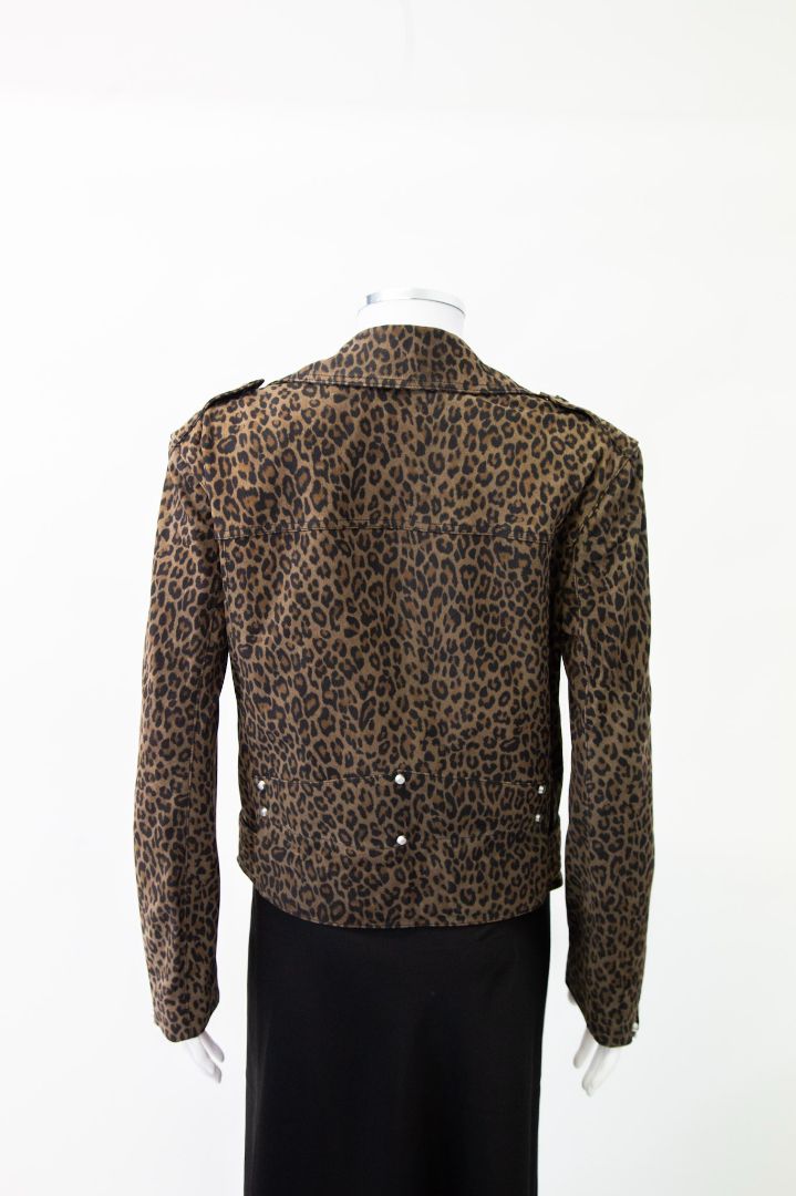 All Saints L/S Leather Biker Jacket Leopard Print XS