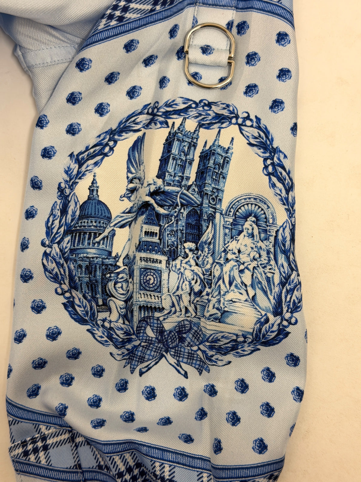 Burberry Monument Printed Satin Shirt Dress Blue 8