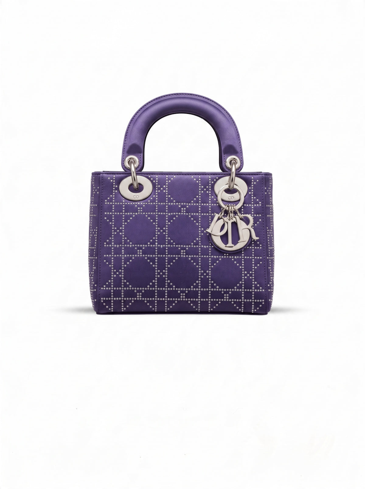 Christian Dior Mini Lady Dior Satin Crystal Cannage Bag Purple