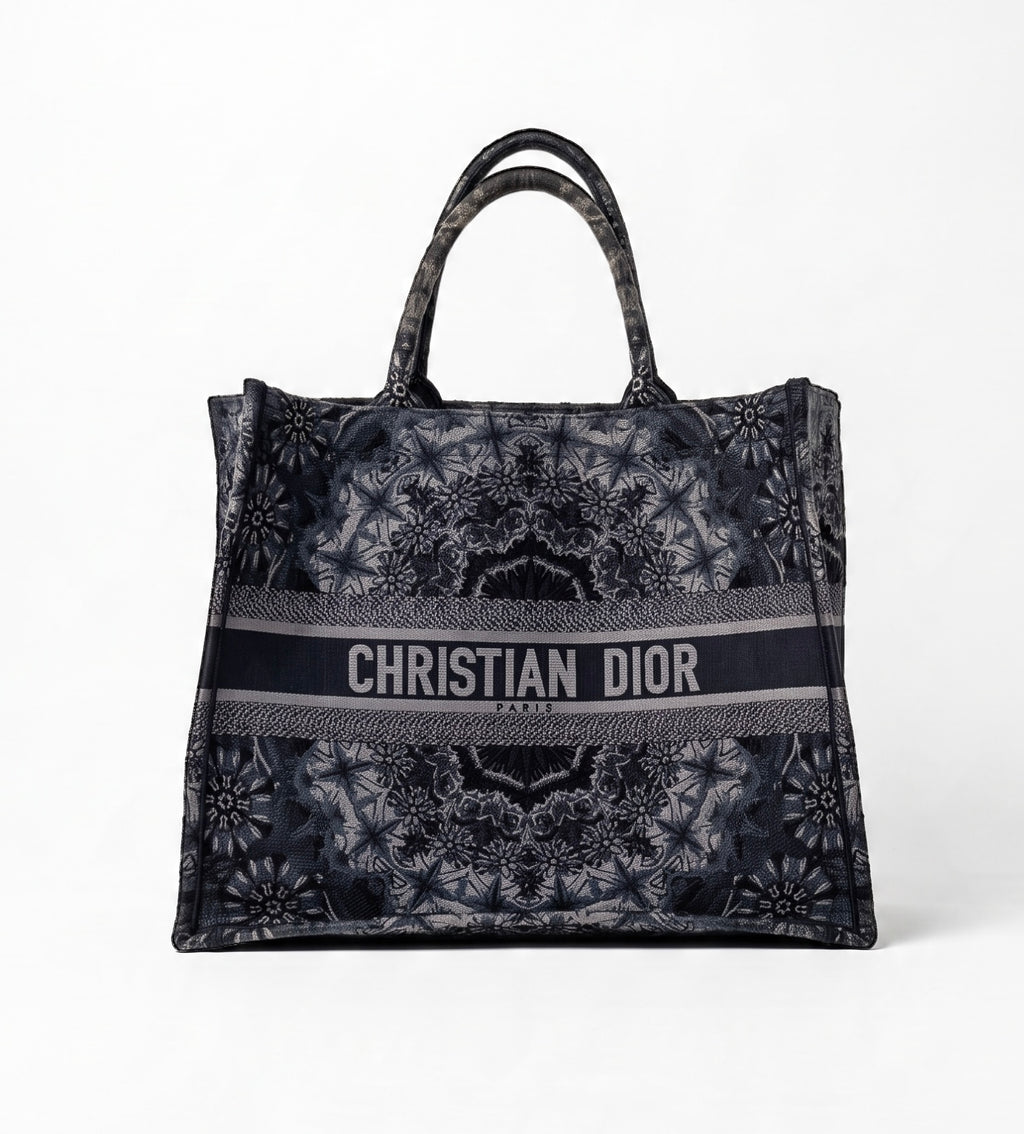 Christian Dior KaleiDiorscopic Canvas Book Tote Navy/ Grey
