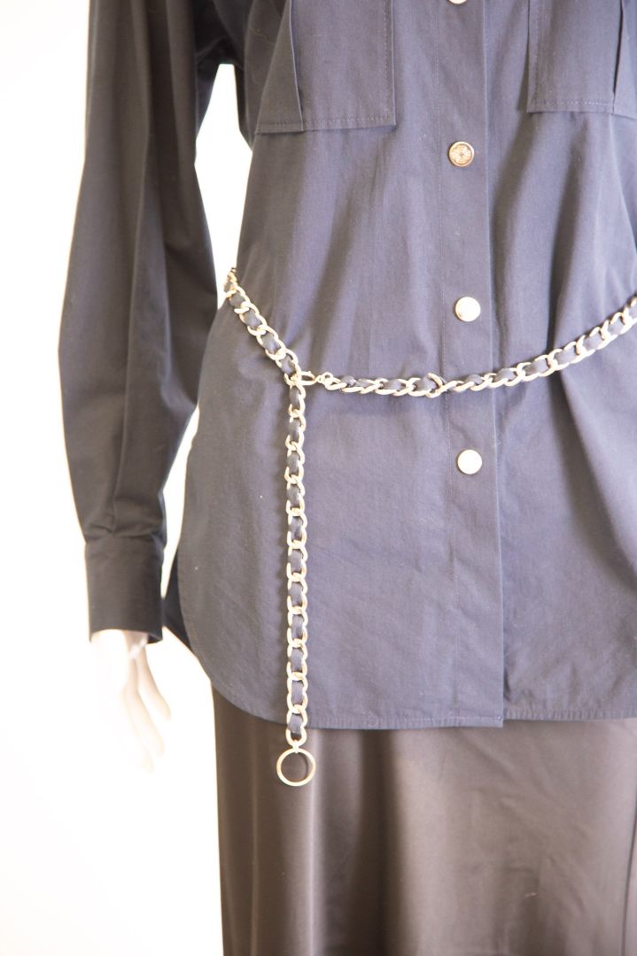Maje L/S Chain Belt Shirt Navy S