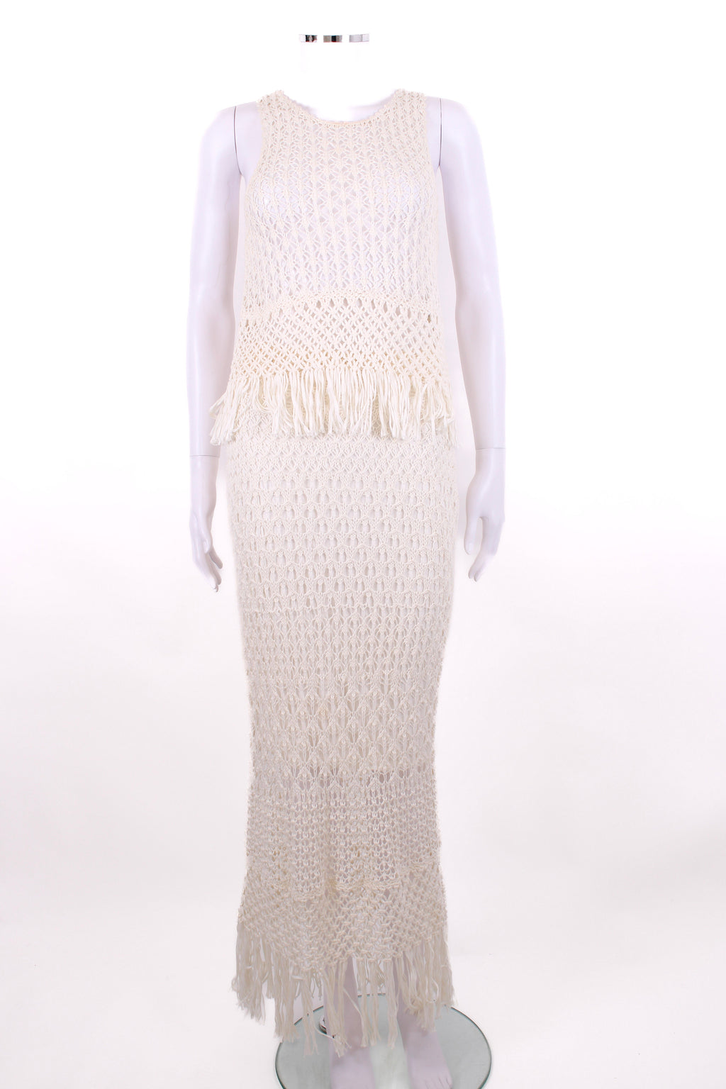 Polo Ralph Lauren S/S Crochet Fringe Skirt Co-Ord White S