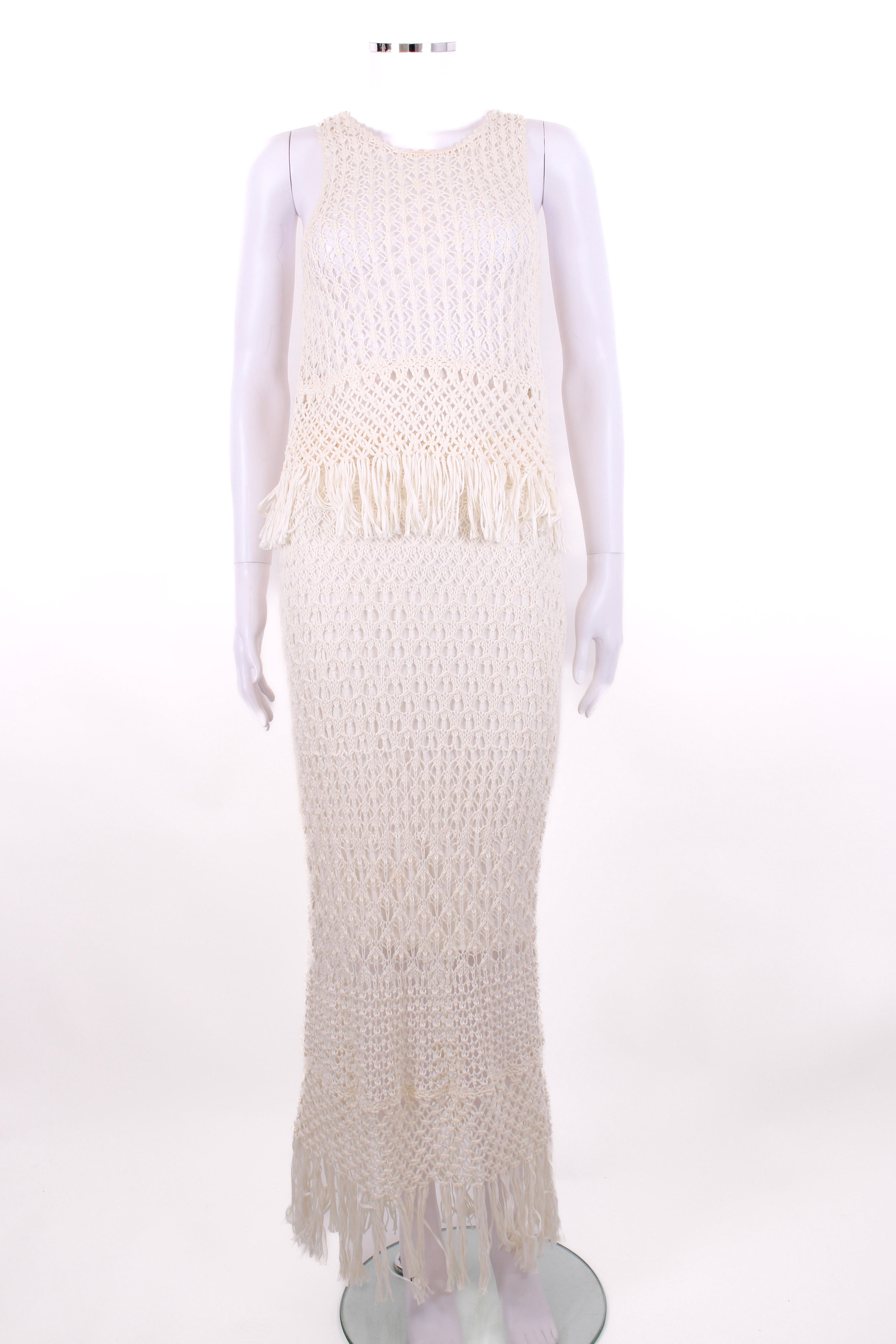 Polo Ralph Lauren S/S Crochet Fringe Skirt Co-Ord White S