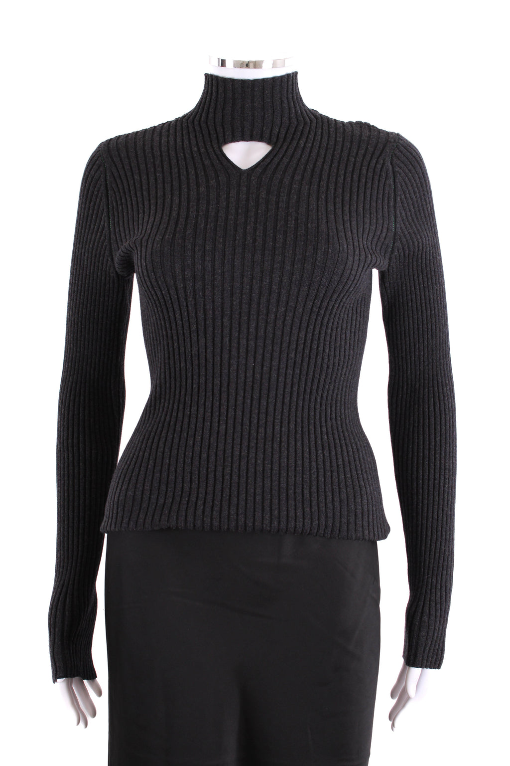 Bottega Veneta Cut Out Ribbed Knit Grey M