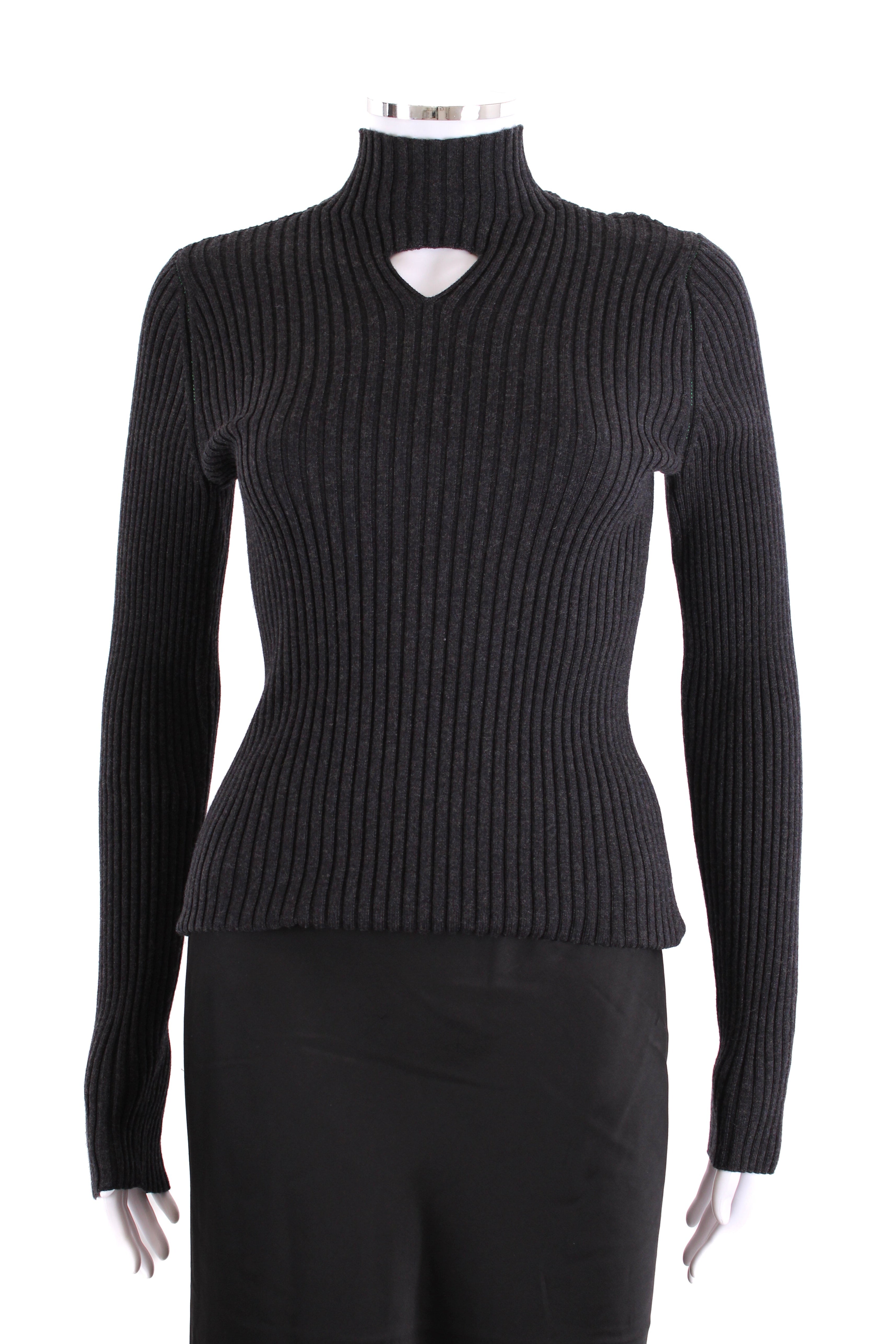 Bottega Veneta Cut Out Ribbed Knit Grey M