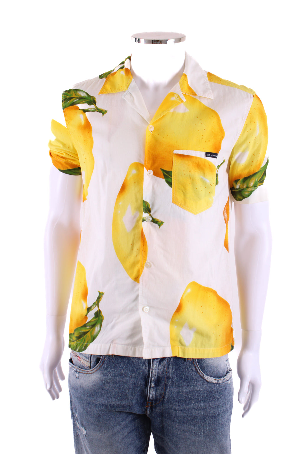 D&G S/S Lemon Print Shirt White/ Yellow M