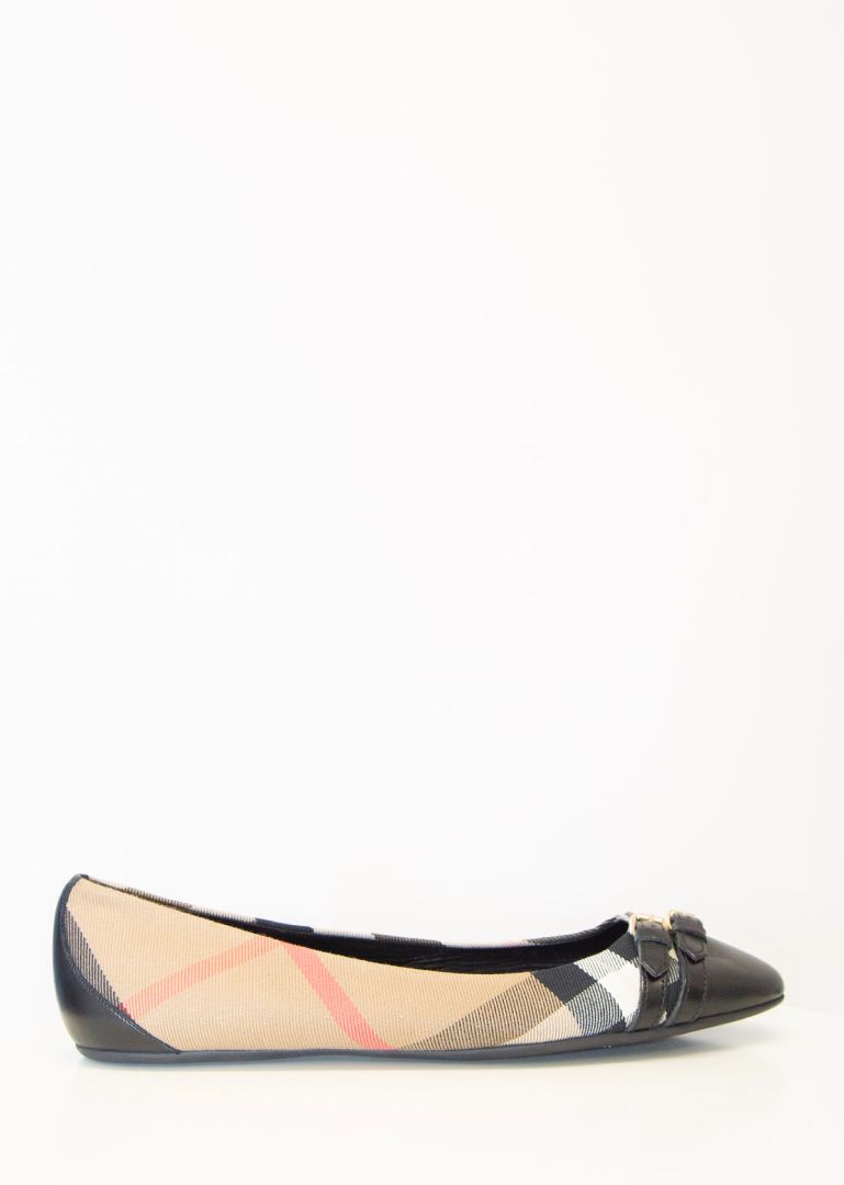 Burberry Check Ballet Flat Shoes Beige/ Black 41