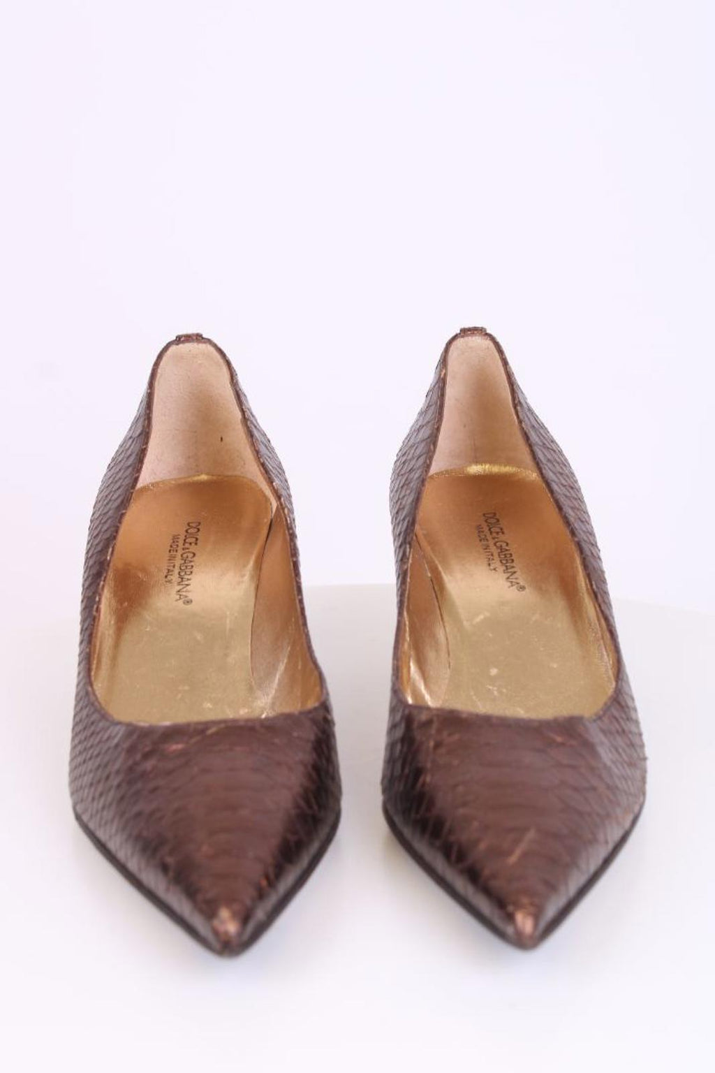 Dolce & Gabbana Python pointed toe kitten heels Bronze Python 38.5