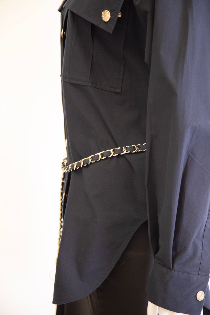 Maje L/S Chain Belt Shirt Navy S