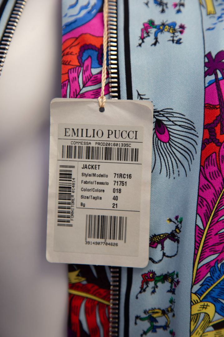 Emilio Pucci Print Bomber Jacket Blue/ Multi Coloured S