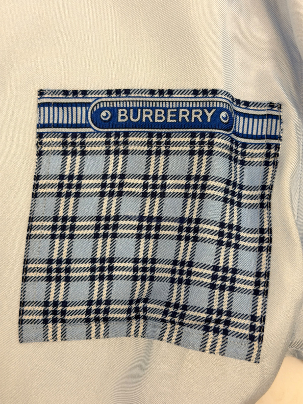 Burberry Monument Printed Satin Shirt Dress Blue 8