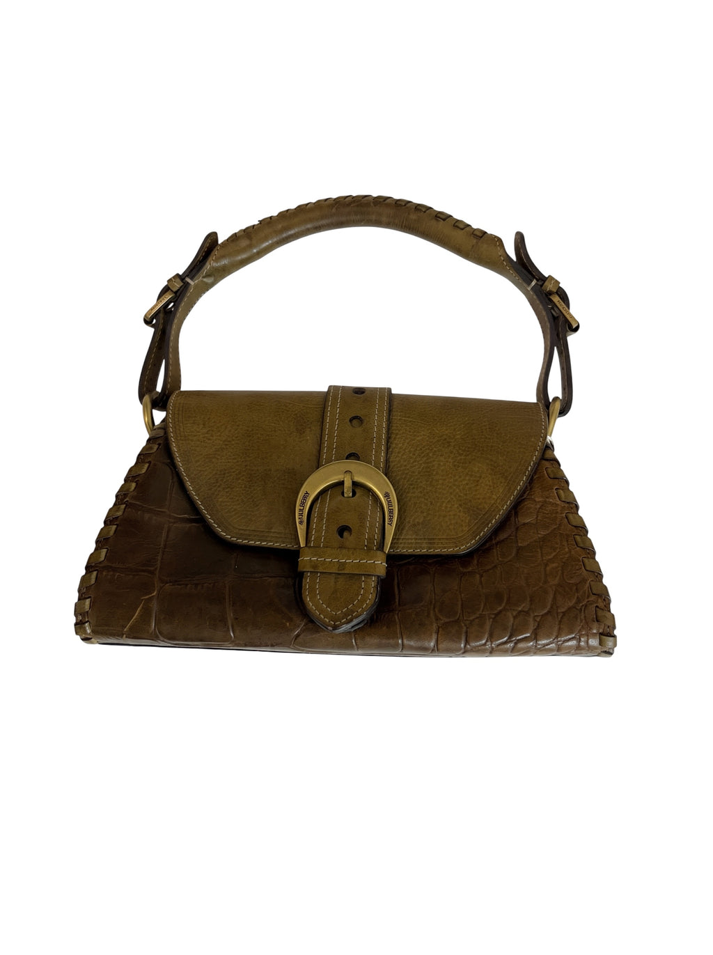 Mulberry Croc Embossed Pasadena Bag Khaki