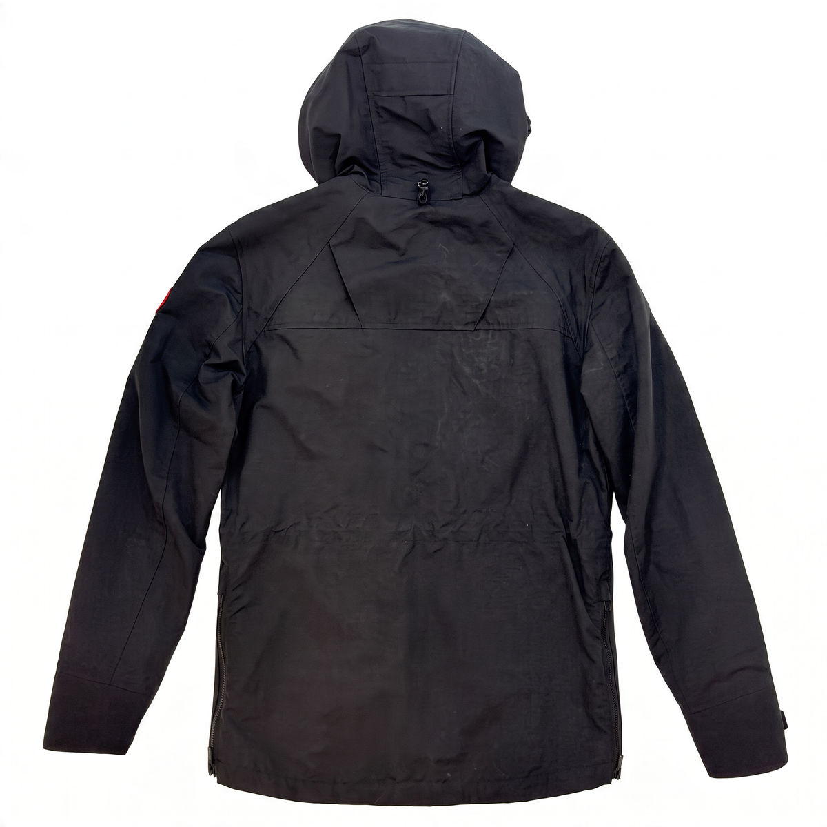Canada Goose black hooded jacket, size S — Back flat lay