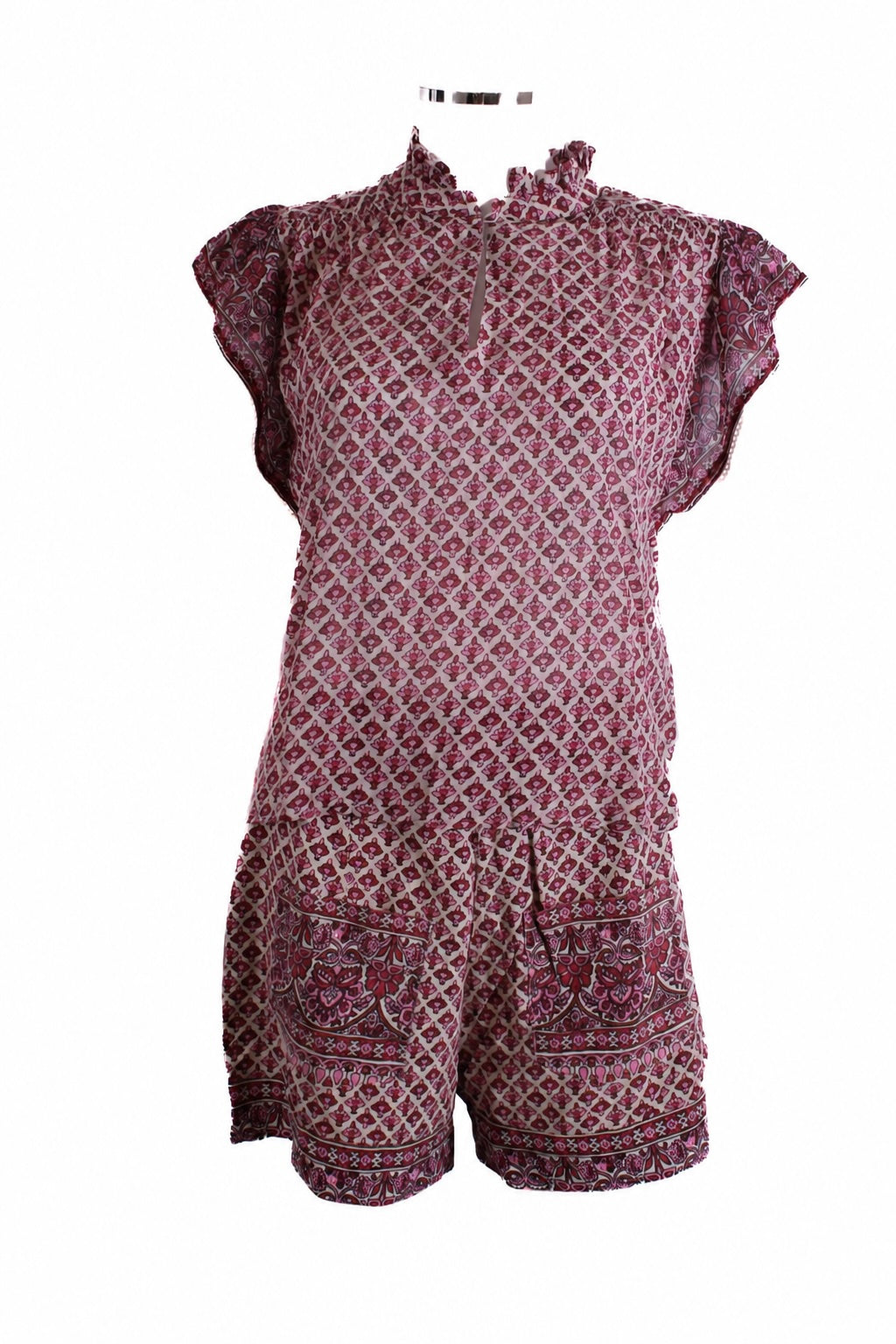M.A.B.E Blouse/ Shorts Print Co-ord Pink/White S
