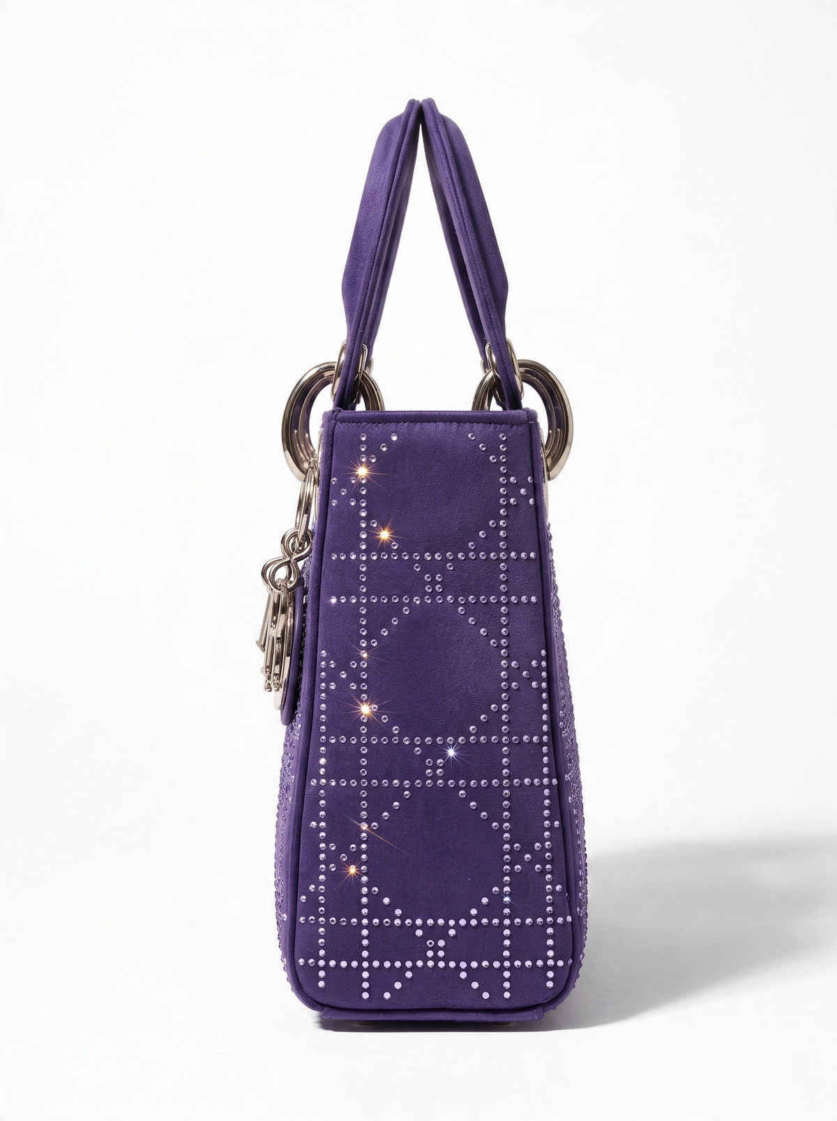 Christian Dior Mini Lady Dior Satin Crystal Cannage Bag Purple