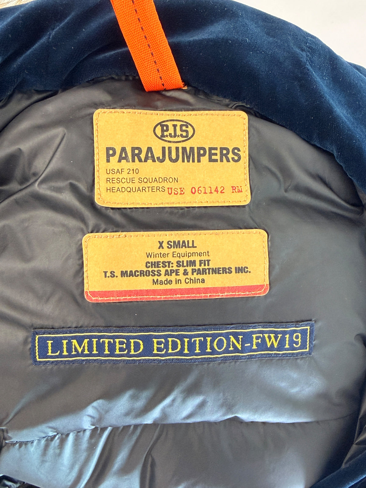 Parajumpers Fur Trim Velvet Padded Jacket Navy XS