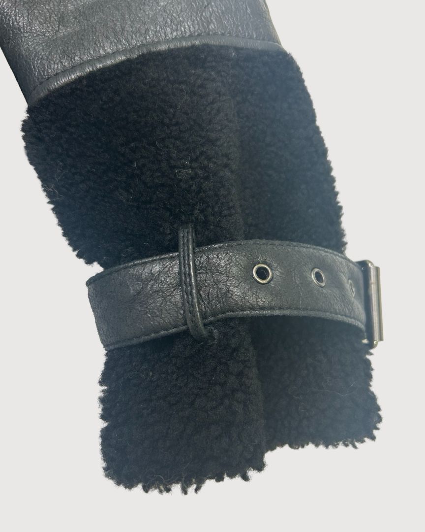 Black Burberry shearling jacket, 10